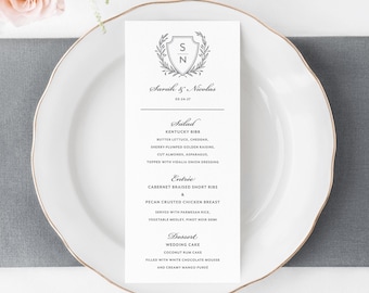 Classic Crest Wedding Menu Cards - Wedding Menu - Menu Cards - Wedding Reception Menu