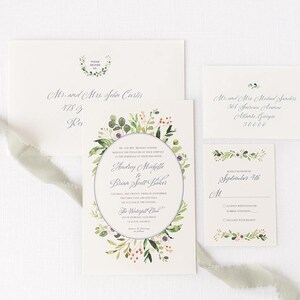 Greenery Wedding Invitation with Calligraphy Script SAMPLE SET image 2