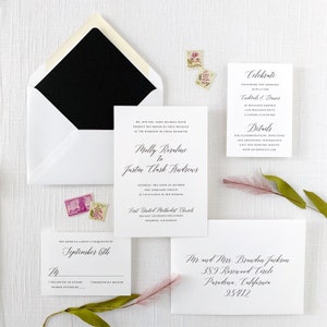 Modern Classic Wedding Invitations - Traditional Wedding Invitations - Calligraphy Script Invitation - Black and White SAMPLE SET
