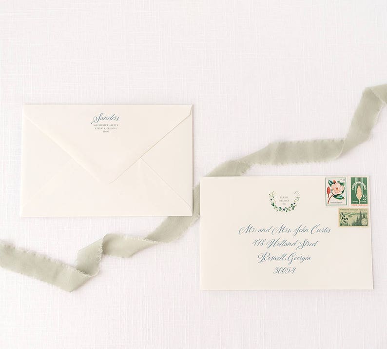 Greenery Wedding Invitation with Calligraphy Script SAMPLE SET image 4