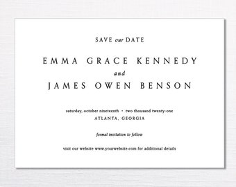 Modern Elegance Save the Date - Minimal Save the Date Card - Modern Save the Date