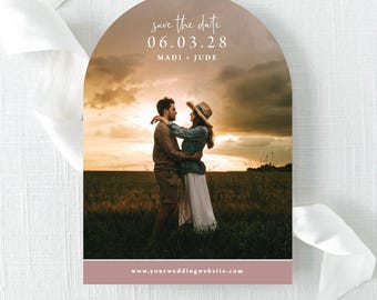 Dusty Rose Arch Photo Save the Date - Boho Save the Date - arch photo save the date