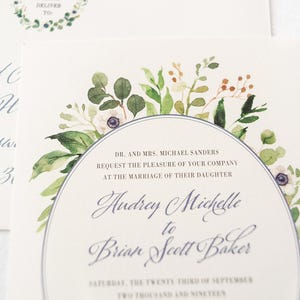 Greenery Wedding Invitation with Calligraphy Script SAMPLE SET image 6