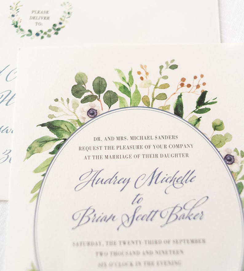 Greenery Wedding Invitation with Calligraphy Script SAMPLE SET image 6