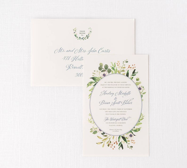 Greenery Wedding Invitation with Calligraphy Script SAMPLE SET image 5