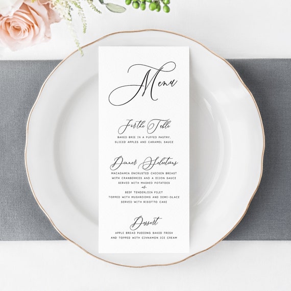 Calligraphy Script Wedding Menu Cards - Wedding Menu - Menu Cards ...