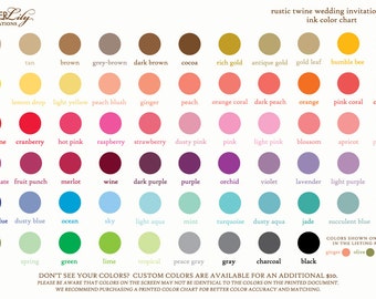 Ink Color Chart for Rustic Twine Wedding Invitation Set