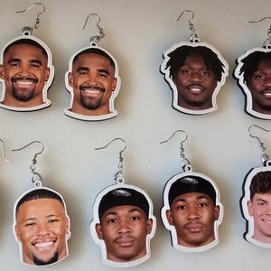 Philadelphia Eagles All-Star Football Player Face Dangle Earrings