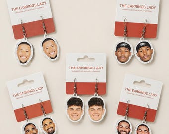 Philadelphia Eagles All-Star Football Player Face Dangle Earrings
