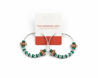 Philadelphia Eagles Box Bead Hoop Earrings