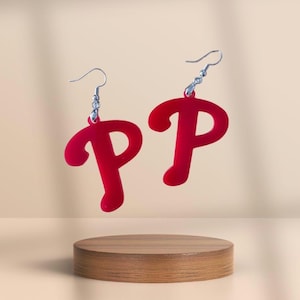 Philadelphia Phillies red &quot;P&quot; Acrylic  Earrings