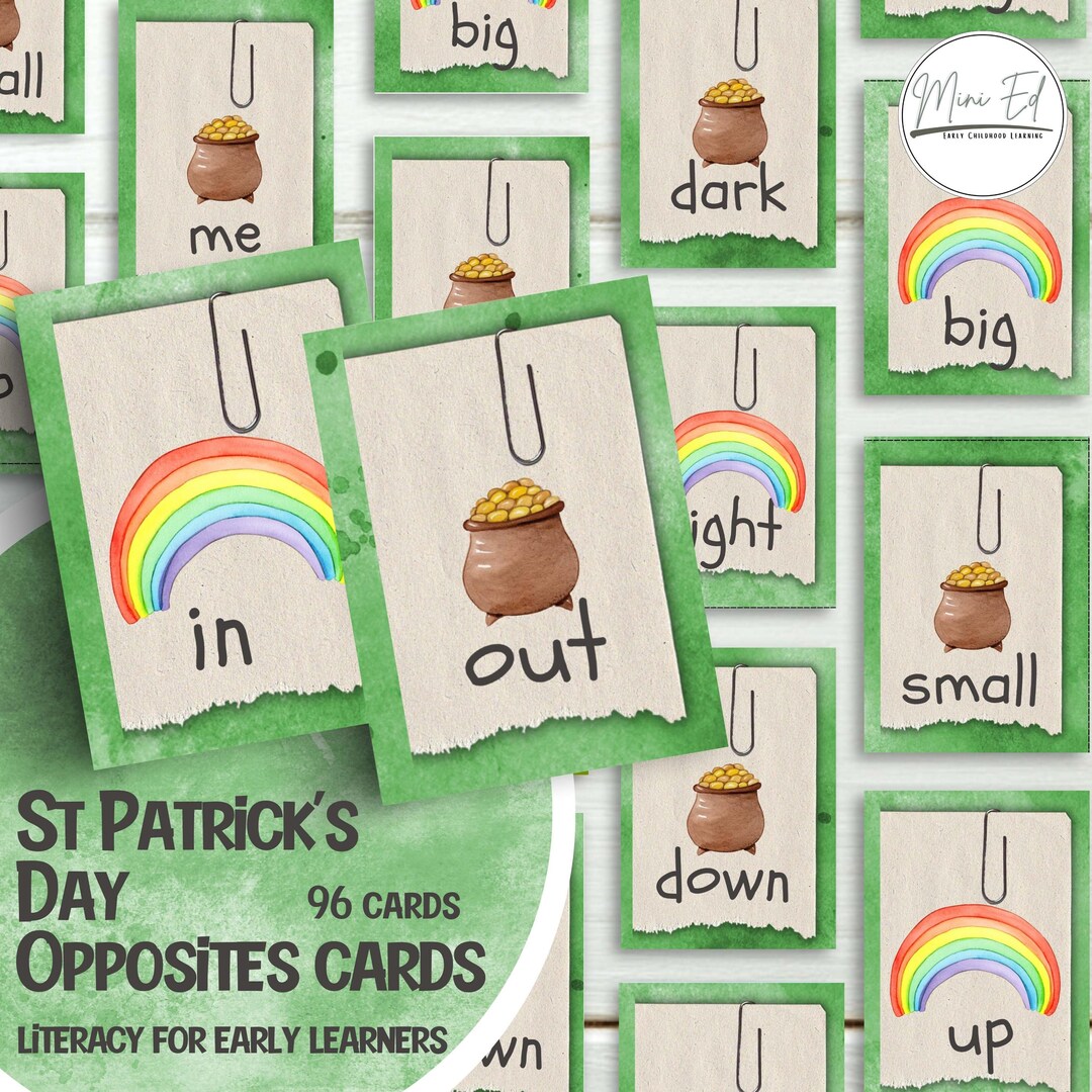 St Patricks Day Activities | Opposites Cards | Early Learning | Words ...