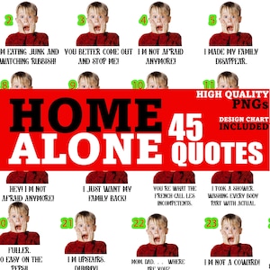 Home Alone Quotes 45 PNG-bundel voor DTF T-shirt afdrukken op T-shirt Instant digitale download
