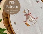 Goose Embroidery Pattern PDF – Cottagecore Hand Embroidery Design – Instant Download