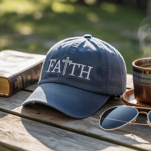 Faith Embroidered Hat | Christian Baseball Cap & Wash Hat | Religious Cross Dad Hat | Inspirational Gift for Men and Women