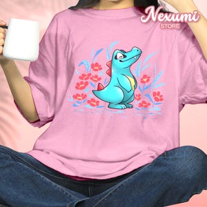 Totodile T-Shirt, Funny Video Game, Comfort Colors Tee, Kawaii Gamer Gift, Anime Unisex Fan Art Shirt