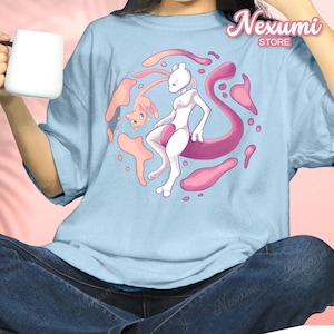 Mew Mewtwo T-Shirt, Anime Legend Comfort Tee, Cute Cat Video Game Fan Gift