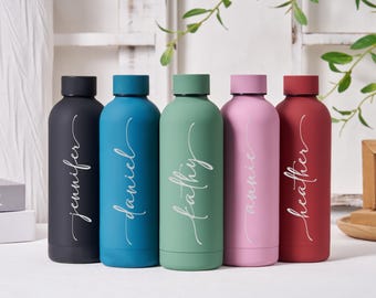 Gepersonaliseerde waterfles, 17oz geïsoleerde waterfles, roestvrijstalen beker, gegraveerde reisbeker, cadeau voor hem echtgenoot vriend