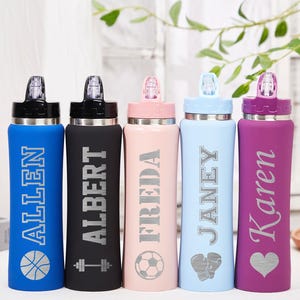 Engraved Water Bottle with Straw, Custom Steel Water Bottle, 20oz Stainless Steel Bottle, Travel Tumbler, Insulated Name Water Bottle