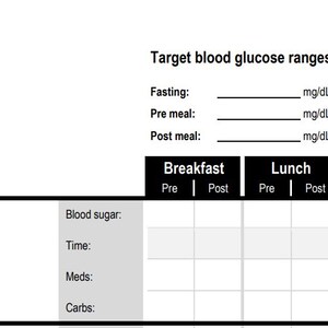 Weekly Blood Sugar Log | Printable Diabetes Tracker | Glucose Monitoring Sheet | Blood Sugar Logbook | Instant Download