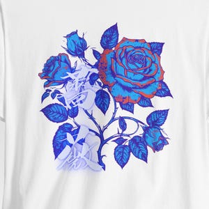Father&#39;s Day Gift Shirt Japanese Kanji T-shirt Rose Pattern T-shirt Unisex Jersey Short Sleeve Tee