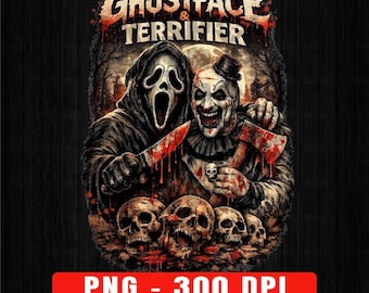 Ghostface & Terrifier Horror PNG Slasher Horror Design Halloween Graphic Scary Clown Killer PNG Digital Download for T-Shirt Print
