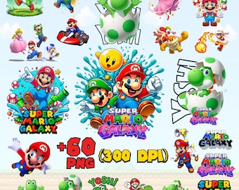 Pack of over 60 PNG images of Super Mario Galaxy 2026, more than 60 Super Mario PNG images, +60 Mario Galaxy clip art