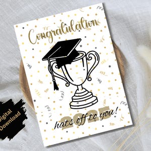 Carte de voeux imprimable pour l'obtention du diplôme, félicitations pour les diplômés de l'université et du secondaire, cartes de la promotion 2025, note de célébration à téléchargement immédiat