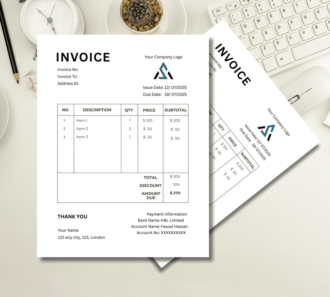 Invoice Template Editable – Client Invoice for Small Business ...