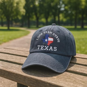 Texas Embroidered Hat – Lone Star State Cap with State Flag, Custom Baseball Cap or Washed Dad Hat, Gift for Texans & Travelers