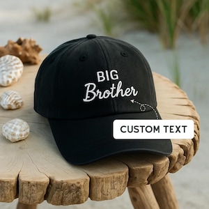 Custom Embroidered Big Brother Hat – Personalized Baseball Cap, New Sibling Gift, Baby Announcement Dad Hat, Adjustable Wash Cap