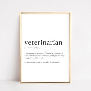 Veterinarian Definition Print: Animal Lover Office Decor (Digital Download)