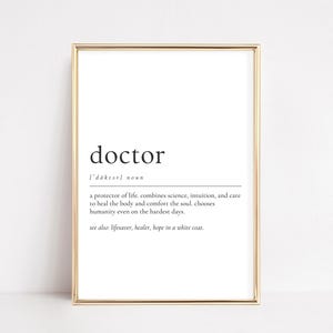 Doctor Definition Print | Gift for Doctor or Med Student | Medical Office Wall Art | Inspirational Digital Download