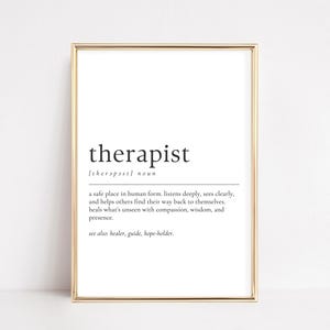 Therapist Definition Wall Art | Mental Health Office Decor | Therapist Gift | Counseling Office Print | Psychology Quote | Self Care Decor