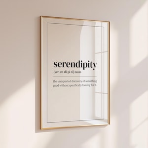 serendipity definition | home office gallery wall art decor - instant digital download - printable poster - inspirational quote