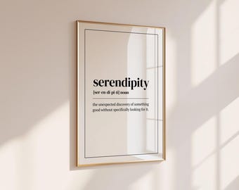 Serendipity Definition Print: Inspirerande citat Galleriväggkonst (digital nedladdning)