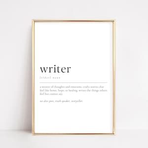 Writer Definition Print | Inspirational Wall Art for Writers | Home Office Decor | Author Gift | Literary Printable