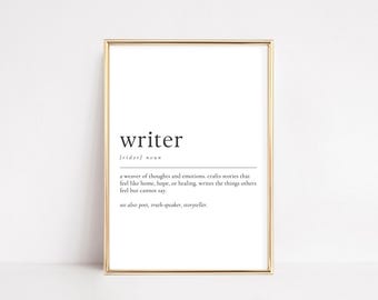Writerdefinitieprint: inspirerend thuiskantoordecor (digitale download, pdf-bestanden om af te drukken)