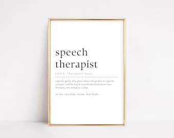 Speech Therapist Definition Print: SLP Office Wall Art (Digital Download)