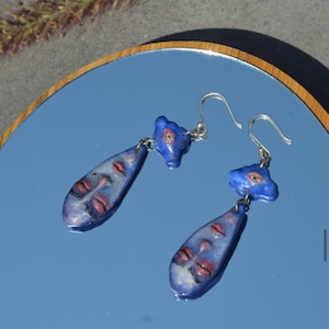 Handmade Clay Face Drop Earrings: Surreal Boho Jewelry