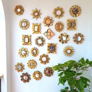 Hand-Painted Peruvian Mirror: Boho Wall Decor (7 inches) - 1 piece Sun theme