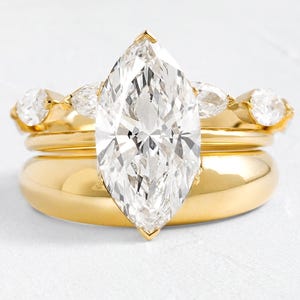 2 CT Marquise Shape Moissanite Engagement Ring, Hidden Halo Setting, Prong Set, With Broad Band, Solitaire Diamond, Anniversary Gift Ring
