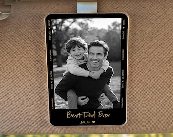 Personalisierte Acryl Foto Andenken für Papa, kundenspezifische Auto Visierclip oder Kühlschrankmagnet, Drive Safe Daddy Vatertag Geschenk von Kindern