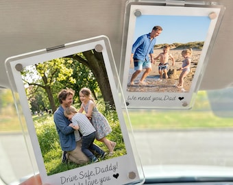 Gift for Him Custom Photo Car Visor Clip, Personalized Acrylic Car Picture Frame, Drive Safe Keepsake Anniversary Gift for Him