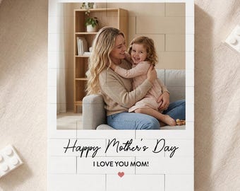 Bloque fotográfico personalizado de ladrillo, regalo de acrílico para el Día de la Madre, recuerdo personalizado con bloques de construcción de fotos, decoración de escritorio con fotos familiares para ella.