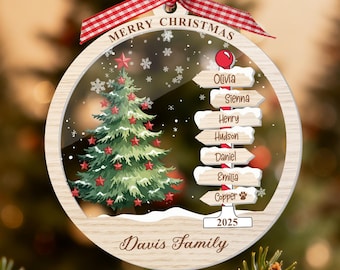 Decorazioni per l'albero di Natale con nome di famiglia, decorazioni personalizzate con nome di famiglia, decorazioni per l'albero di Natale con nomi di famiglia 2025, decorazioni per l'albero di Natale