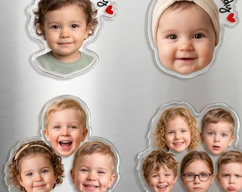 Cadeau papa aangepaste foto magneet baby gezicht, gepersonaliseerde acryl koelkastmagneet van kinderen, vaderdagcadeau voor papa Home Decor