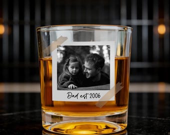 Vaso de whisky personalizado con foto para papá, regalo personalizado del Día del Padre de parte de los hijos, vaso de whisky para papá, regalo de cumpleaños para el abuelo