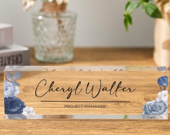 Placa de identificación acrílica para escritorio, placa de escritorio, placa de identificación para profesor, letrero de oficina personalizado, placa de identificación de escritorio personalizada