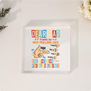 Personalized Dad Acrylic Plaque, Custom Dad Fist Bump Acrylic Block,funny daddy gifts, Custom Dad Sign With Kid Names, Father&#39;s Day Gift